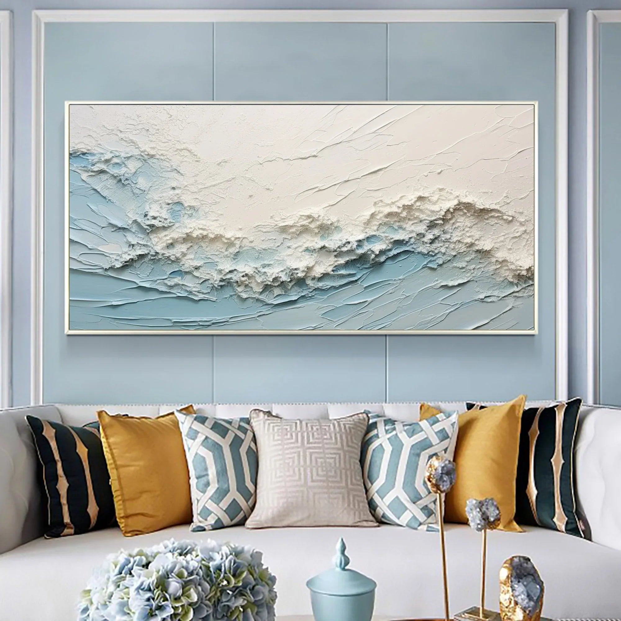 Oceanic Serenity - Abstract Textured Wave Wall Art