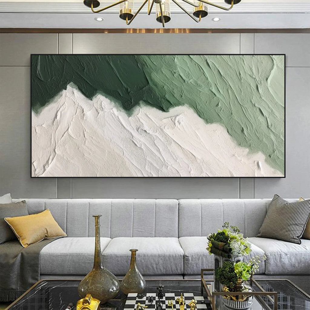 Emerald Peaks -Modern Minimalist Hand drawn Mountain Texture Wall Art