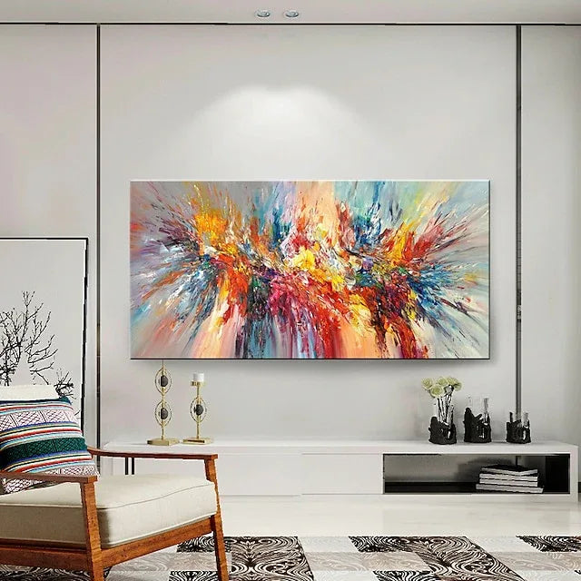 Explosive Color Burst-Abstract Color Energy Hand-Painted Texture Wall Art