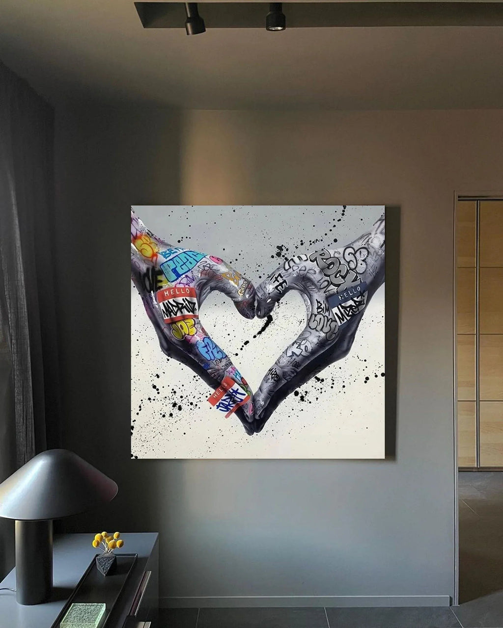 Graffiti Hands Heart Shape Art - Graffiti Hands Love Abstract Wall Art