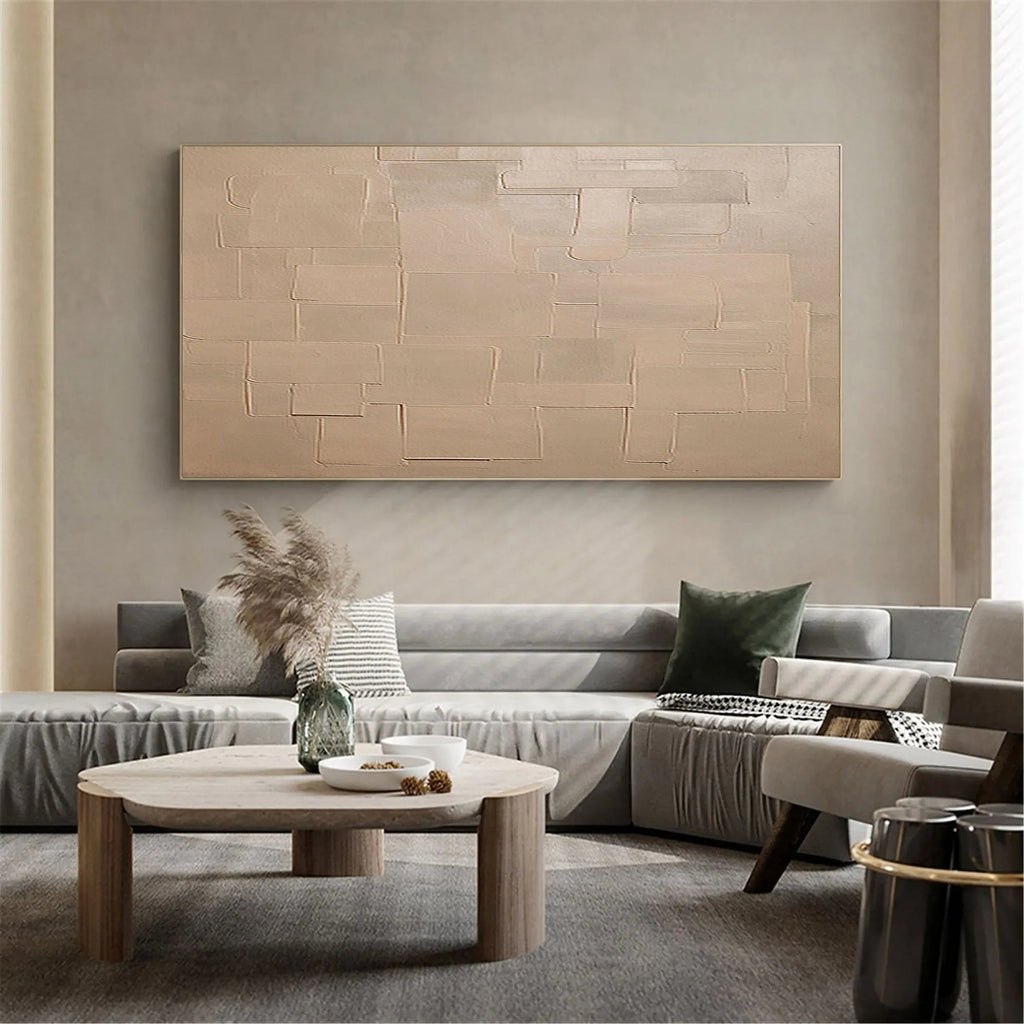 Pale Block Echo-Minimalist Light Brown Geometric Block Texture Wall Art