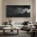 Midnight Echo-Minimally Abstract Thick Black Textured Oil Painting Wall Art