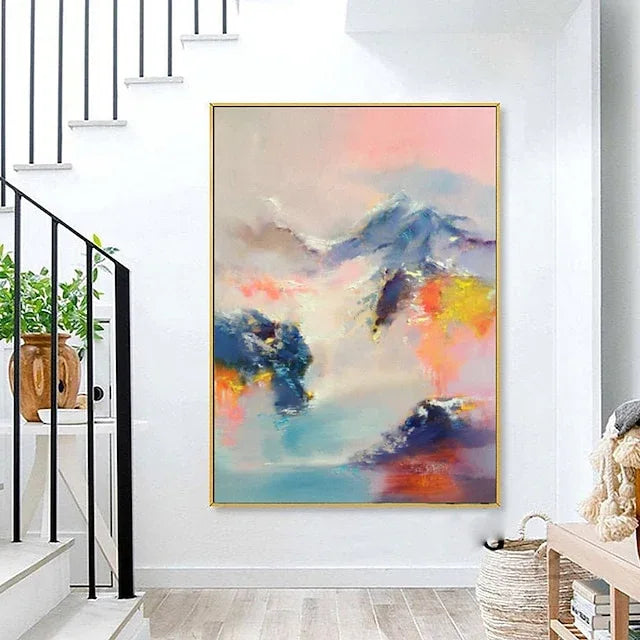 Abstract Mountain Dream-Hand-Painted Abstract Landscape Dream-Like Oil Painting Wall Art