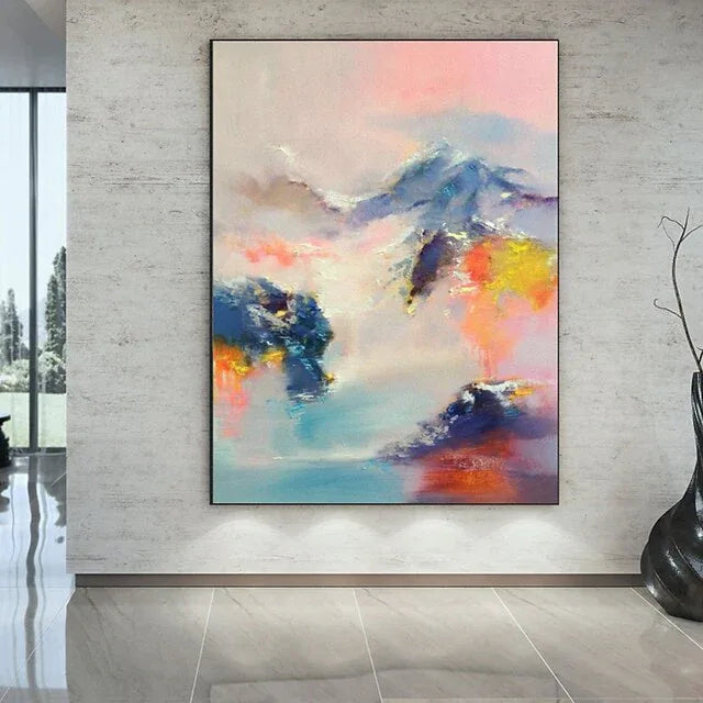 Abstract Mountain Dream-Hand-Painted Abstract Landscape Dream-Like Oil Painting Wall Art