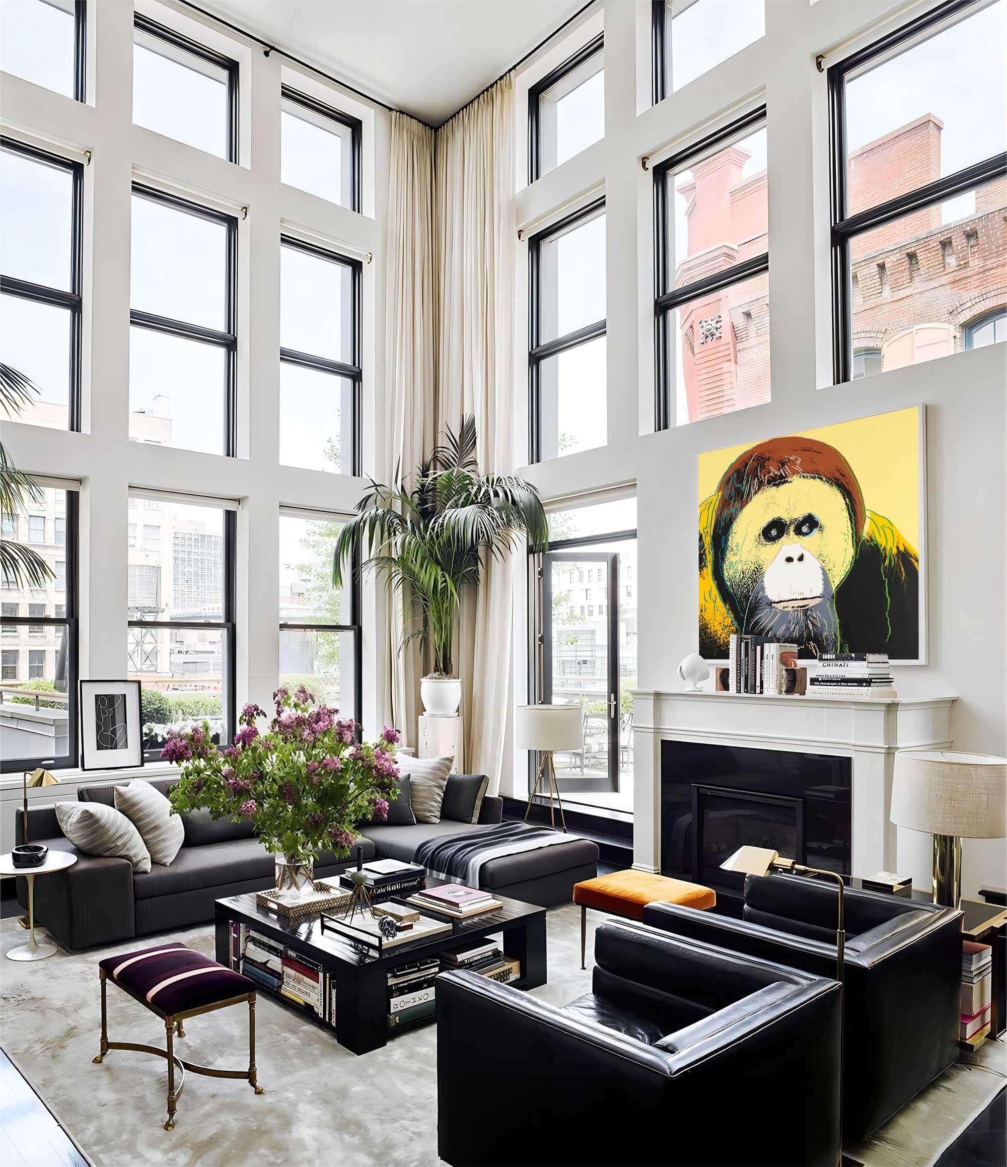 Expressive Orangutan-Pop Chimpanzee Abstract Wall Art
