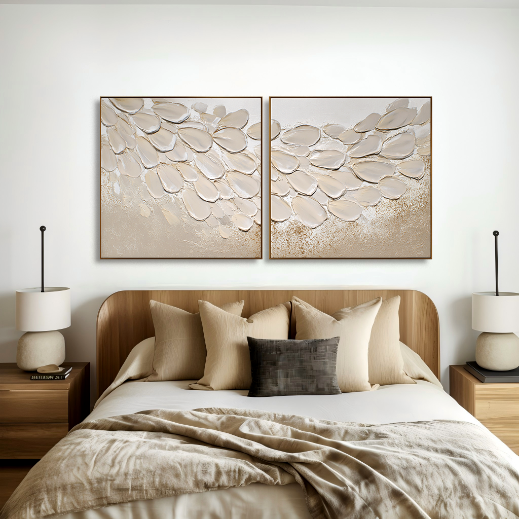 Soft Drift – Hand-Painted Textured Abstract Diptych Set of 2#AB14204