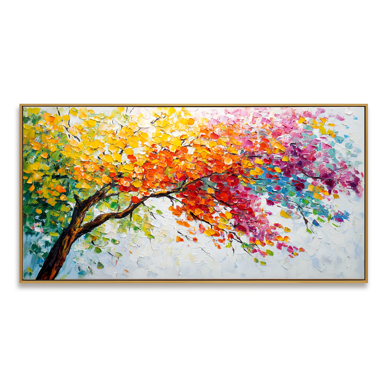 Branches of Light - Textured Abstract Tree Canvas Wall Art#AB14269