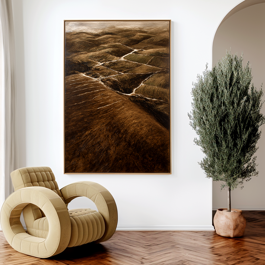 Contours of the Earth - Textured Abstract Landscape Canvas Wall Art#AB14270