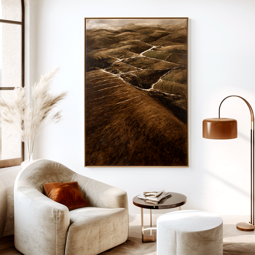 Contours of the Earth - Textured Abstract Landscape Canvas Wall Art#AB14270