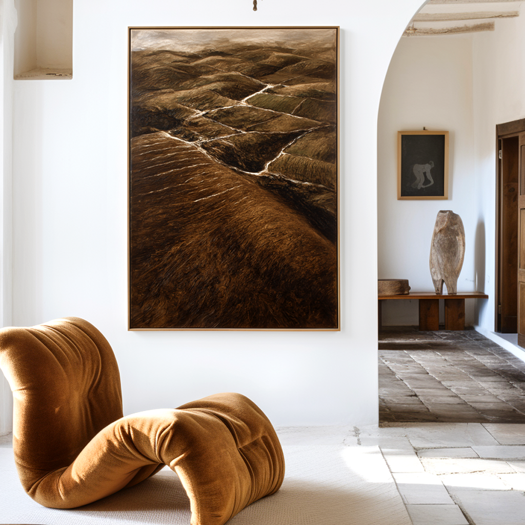 Contours of the Earth - Textured Abstract Landscape Canvas Wall Art#AB14270