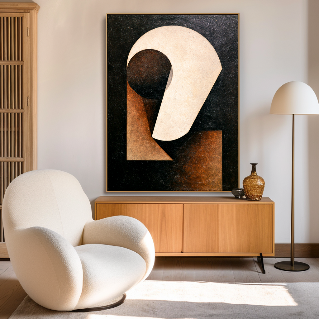 Silent Axis - Minimalist Abstract Geometric Canvas Wall Art#AB14271