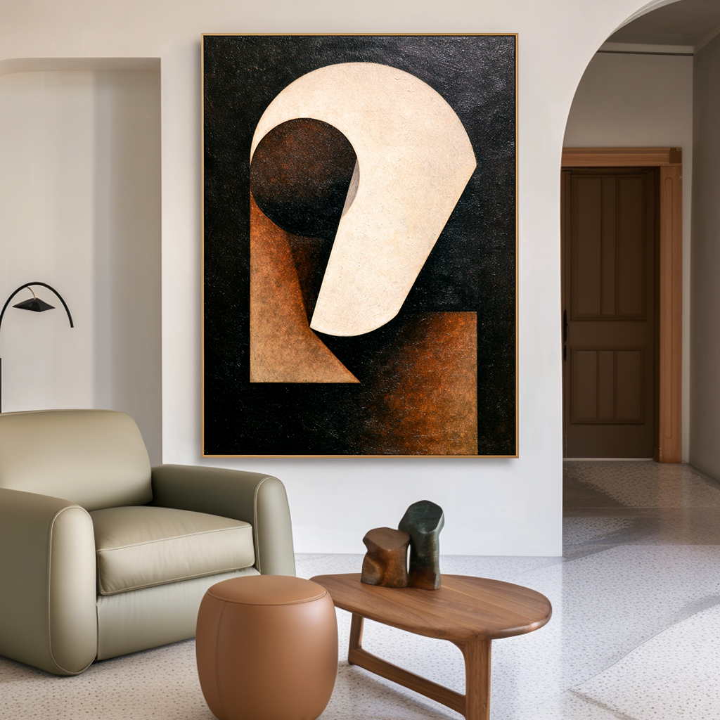 Silent Axis - Minimalist Abstract Geometric Canvas Wall Art#AB14271