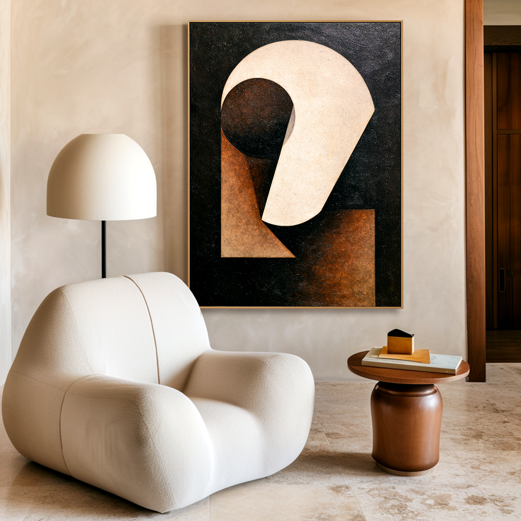 Silent Axis - Minimalist Abstract Geometric Canvas Wall Art#AB14271
