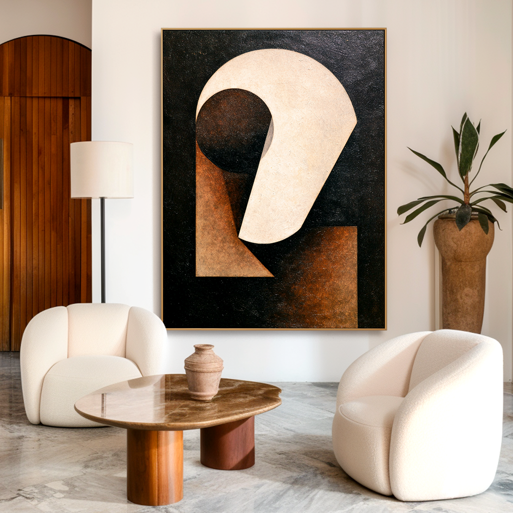 Silent Axis - Minimalist Abstract Geometric Canvas Wall Art#AB14271