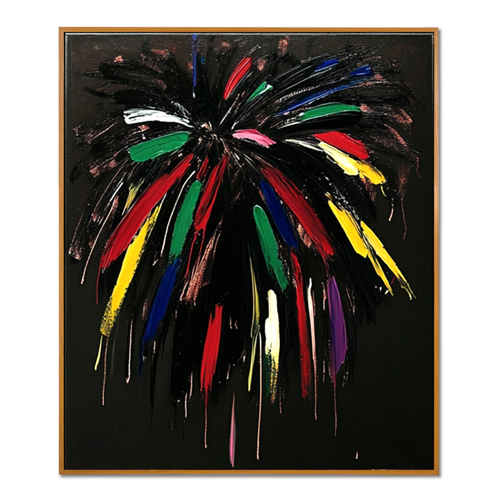 Midnight Bloom - Expressive Abstract Canvas Wall Art#AB14272