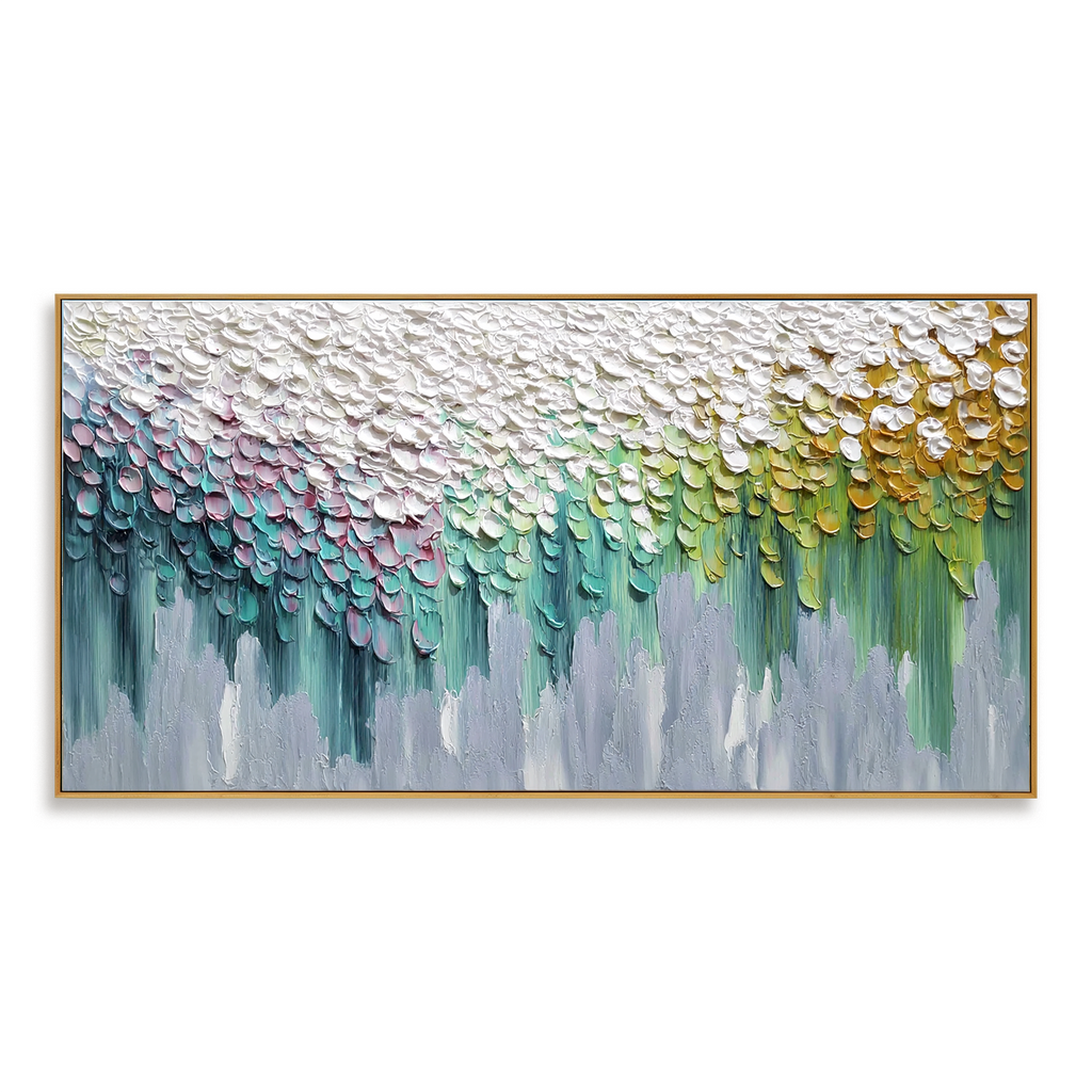 Petals of Quiet Light - Textured Abstract Floral Canvas Wall Art#AB14274
