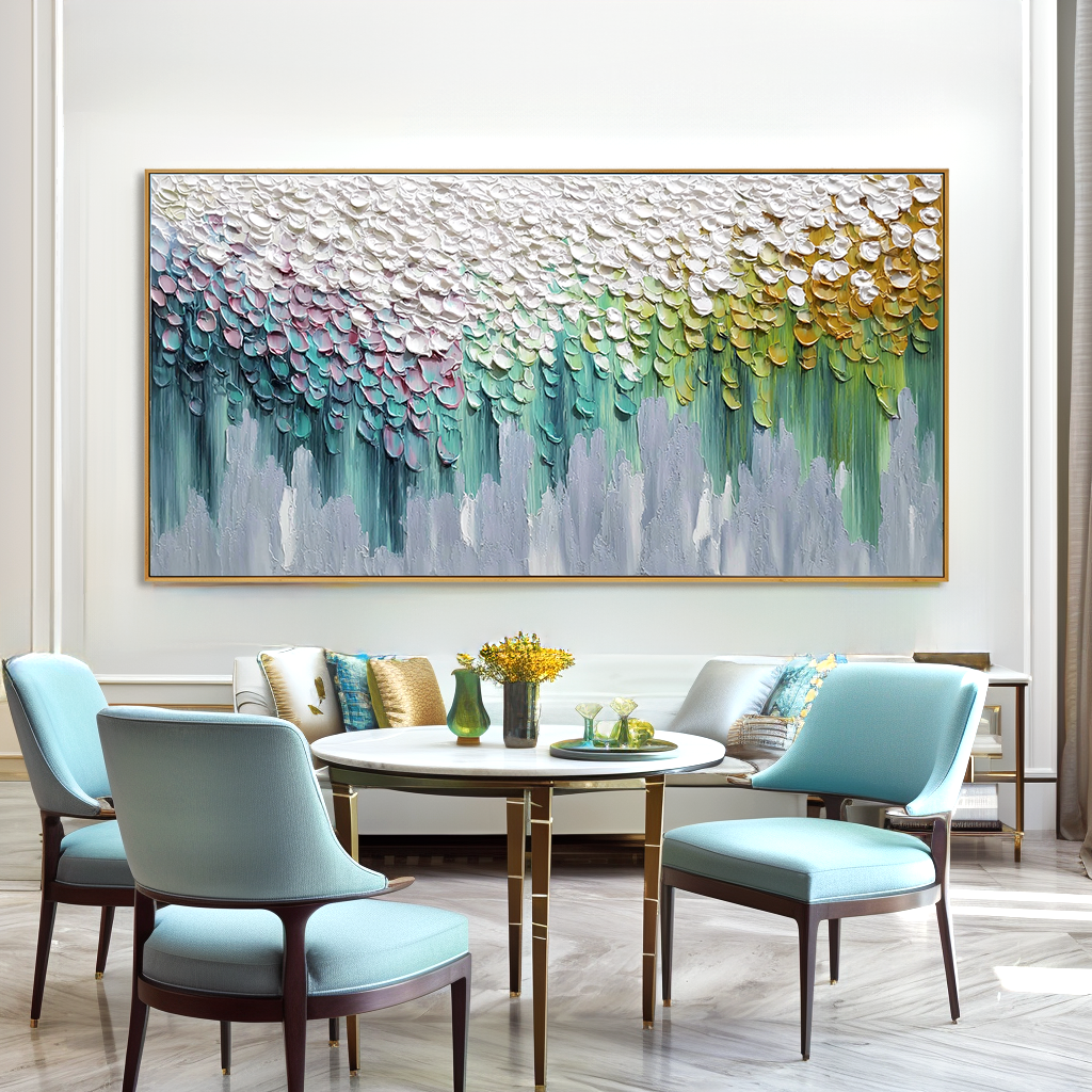 Petals of Quiet Light - Textured Abstract Floral Canvas Wall Art#AB14274