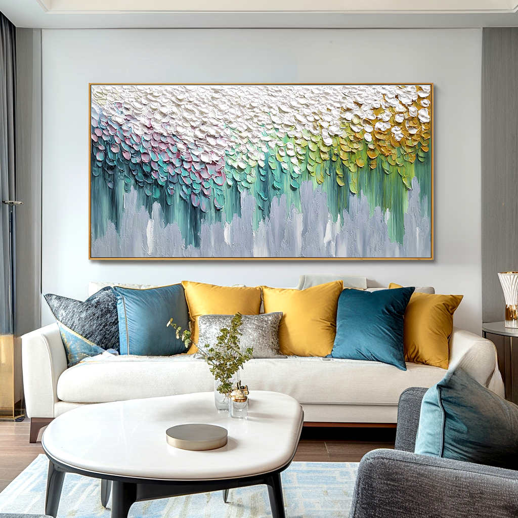 Petals of Quiet Light - Textured Abstract Floral Canvas Wall Art#AB14274