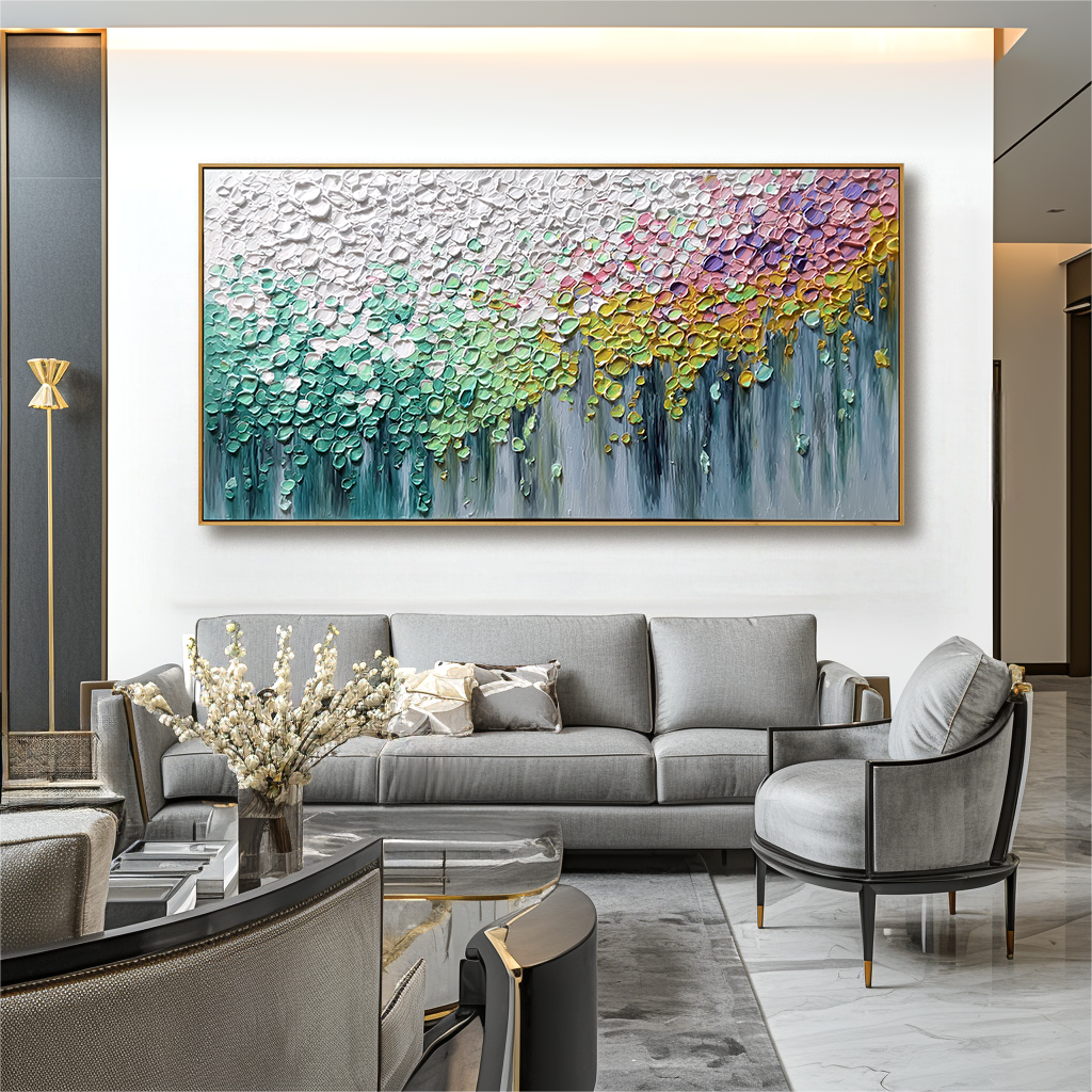 Soft Drift of Petals - Textured Abstract Floral Canvas Wall Art#AB14275