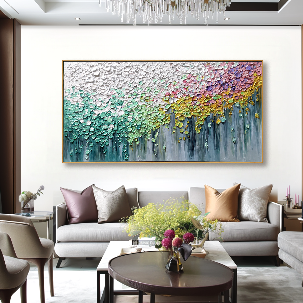 Soft Drift of Petals - Textured Abstract Floral Canvas Wall Art#AB14275