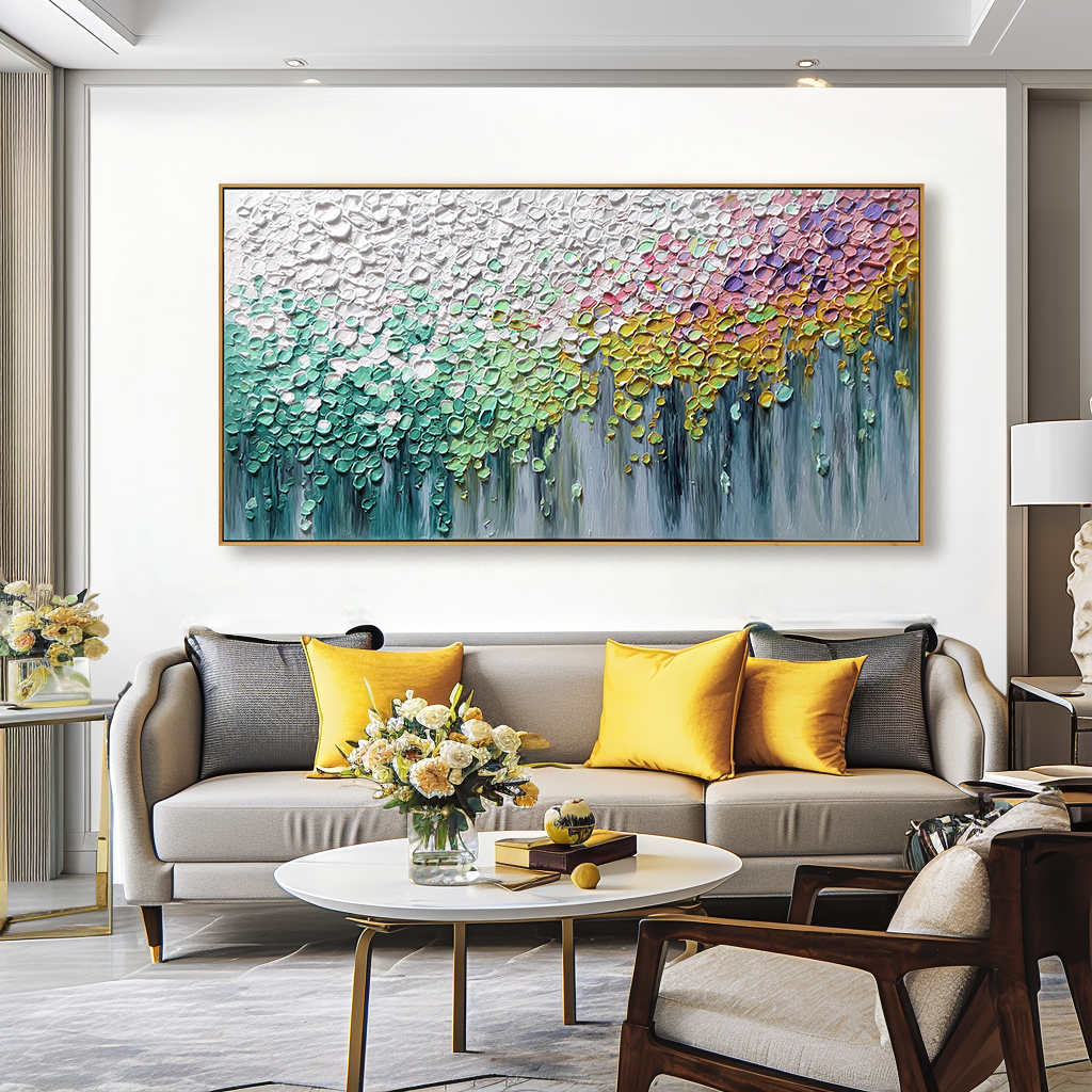 Soft Drift of Petals - Textured Abstract Floral Canvas Wall Art#AB14275