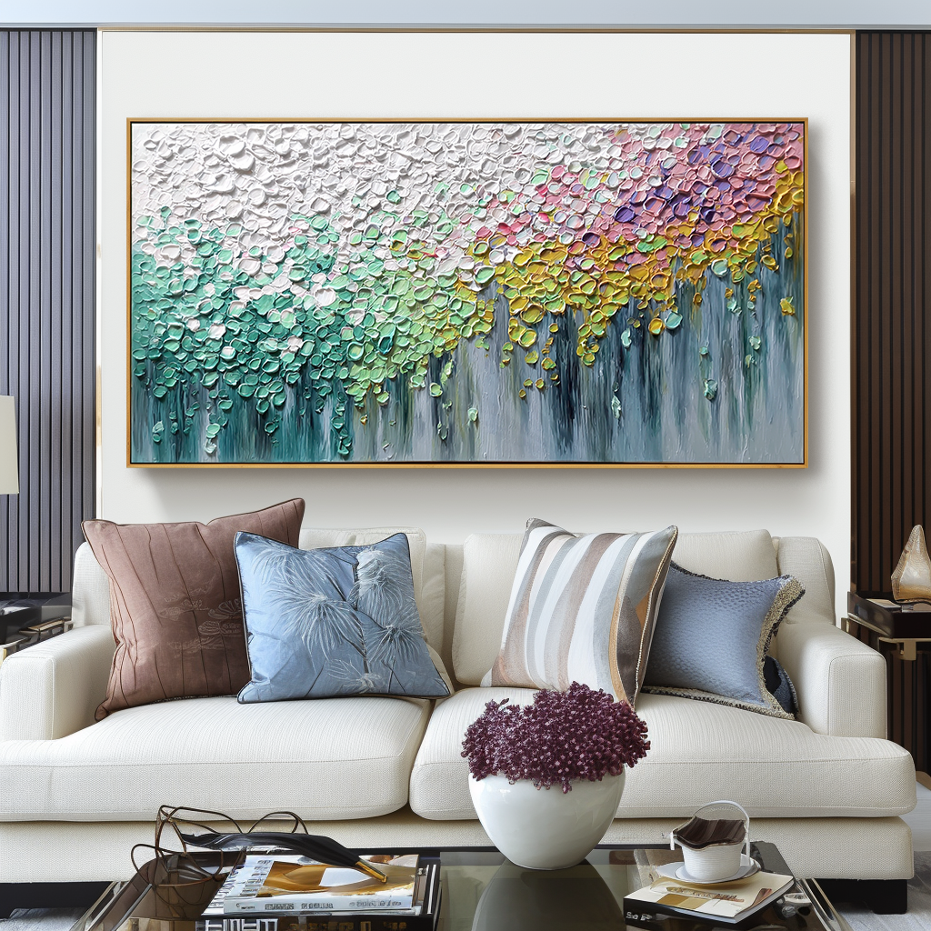Soft Drift of Petals - Textured Abstract Floral Canvas Wall Art#AB14275