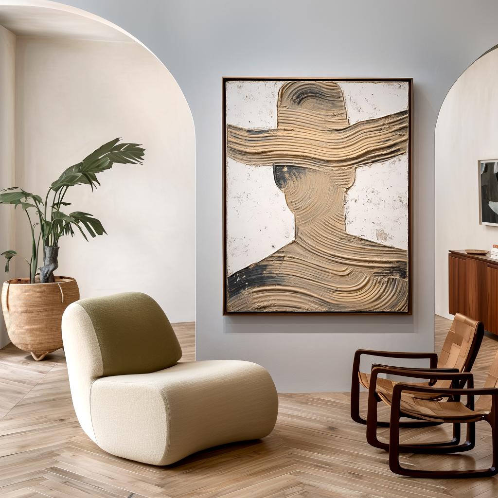 Silent Presence - Abstract Textured Figure Canvas Wall Art#AB14279