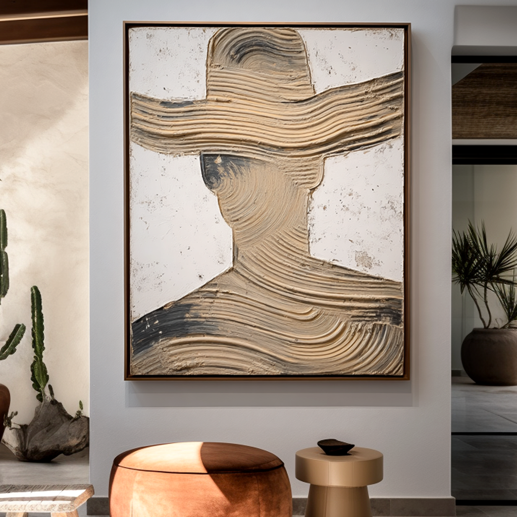 Silent Presence - Abstract Textured Figure Canvas Wall Art#AB14279