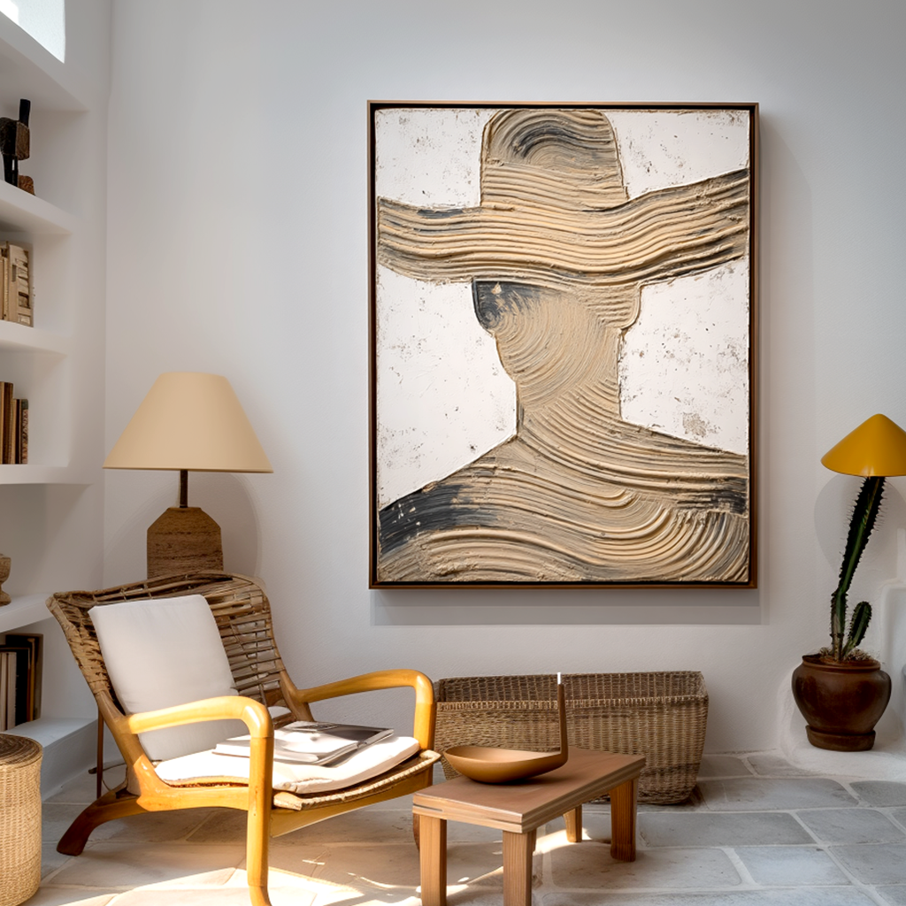 Silent Presence - Abstract Textured Figure Canvas Wall Art#AB14279