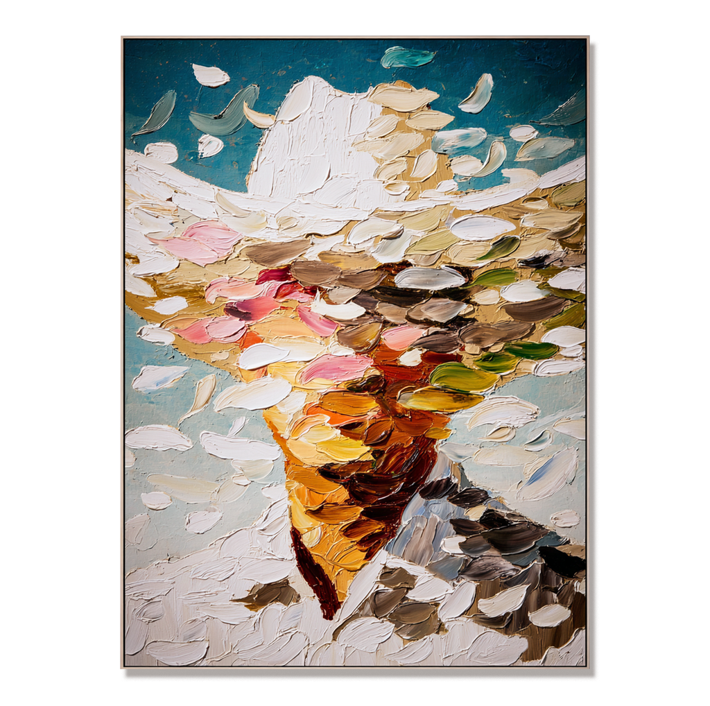 Drifting Figure - Abstract Textured Figure Canvas Wall Art#AB14281