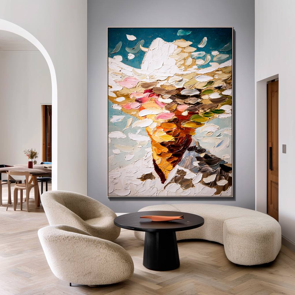 Drifting Figure - Abstract Textured Figure Canvas Wall Art#AB14281