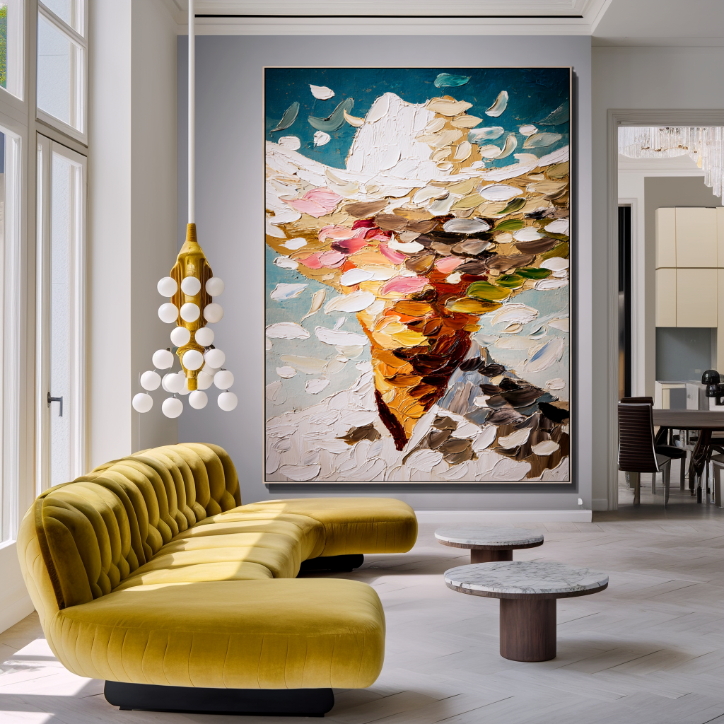 Drifting Figure - Abstract Textured Figure Canvas Wall Art#AB14281