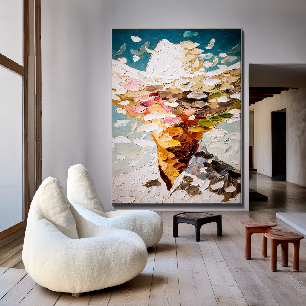 Drifting Figure - Abstract Textured Figure Canvas Wall Art#AB14281