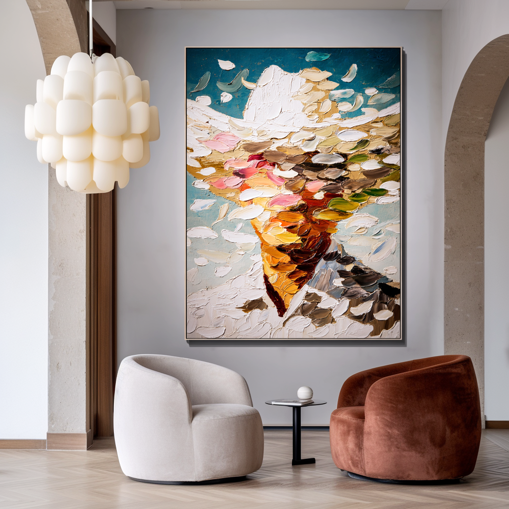 Drifting Figure - Abstract Textured Figure Canvas Wall Art#AB14281