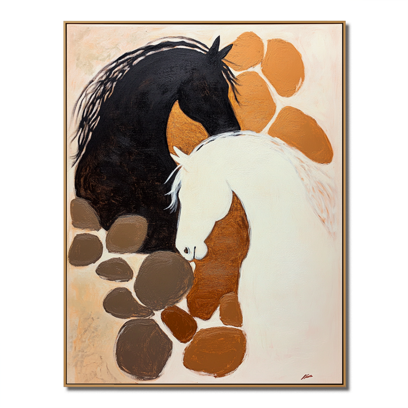 Shared Silence - Abstract Textured Horse Canvas Wall Art#AB14283