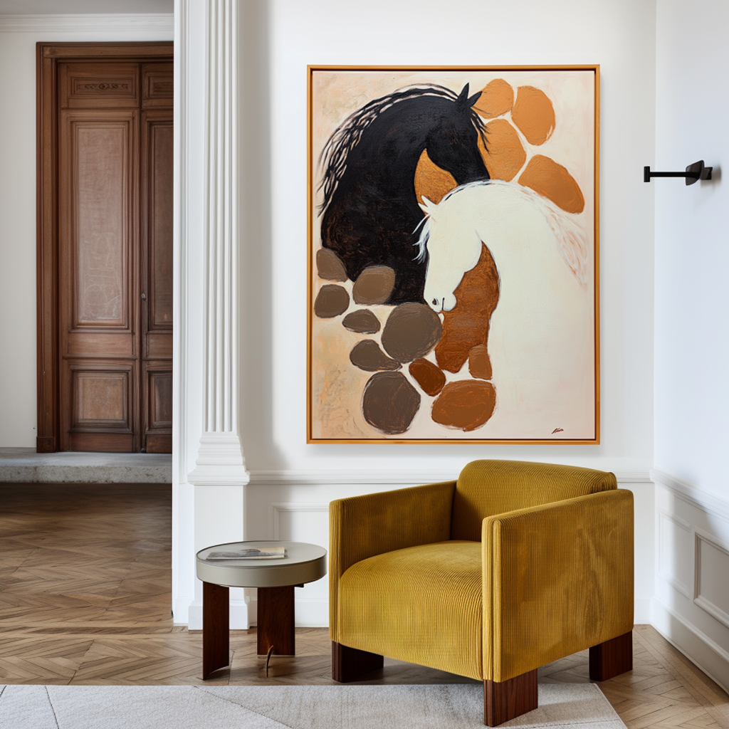 Shared Silence - Abstract Textured Horse Canvas Wall Art#AB14283