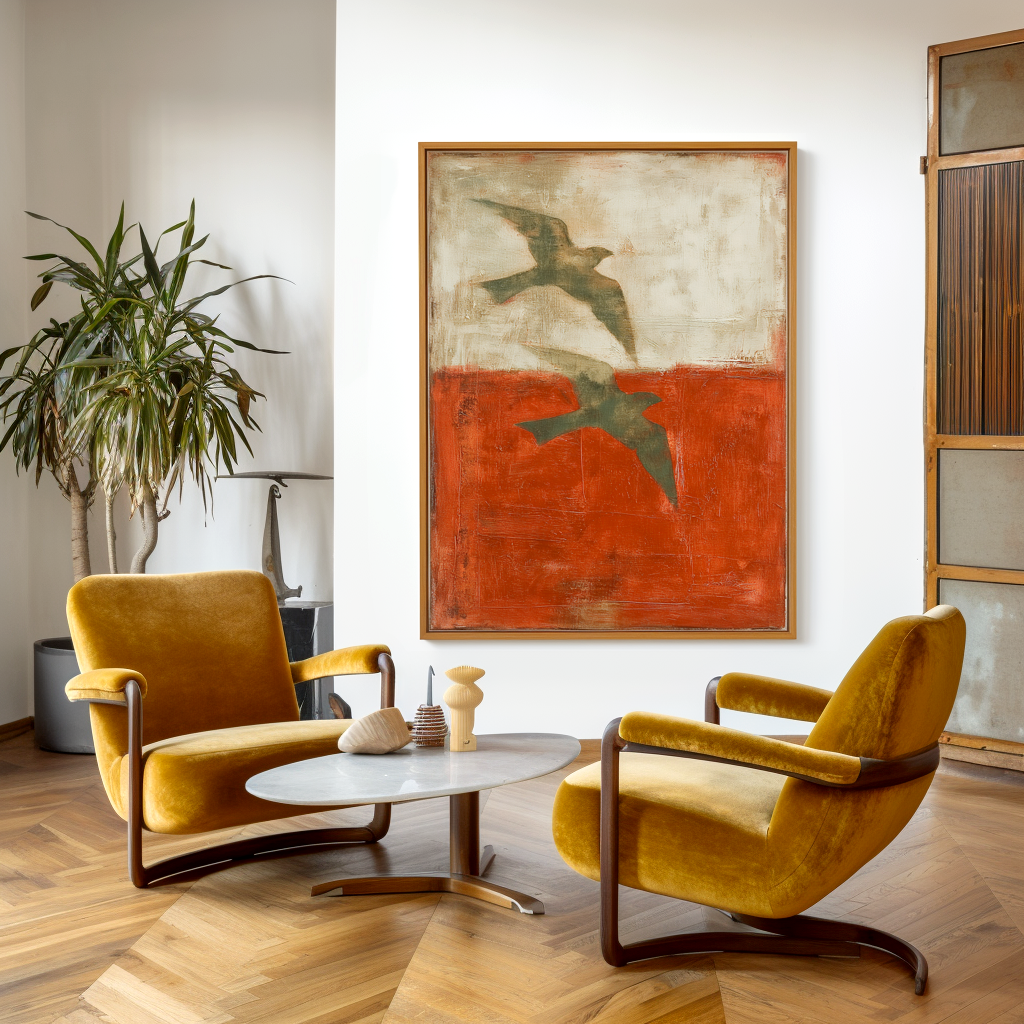 Above the Quiet Line - Abstract Bird Canvas Wall Art#AB14284