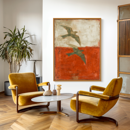 Above the Quiet Line - Abstract Bird Canvas Wall Art#AB14284