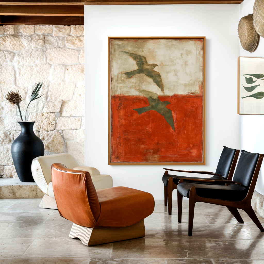 Above the Quiet Line - Abstract Bird Canvas Wall Art#AB14284