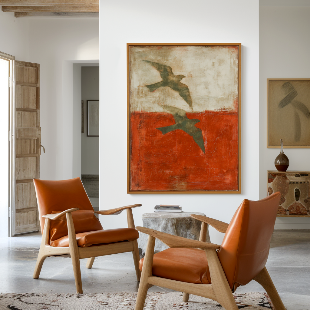 Above the Quiet Line - Abstract Bird Canvas Wall Art#AB14284