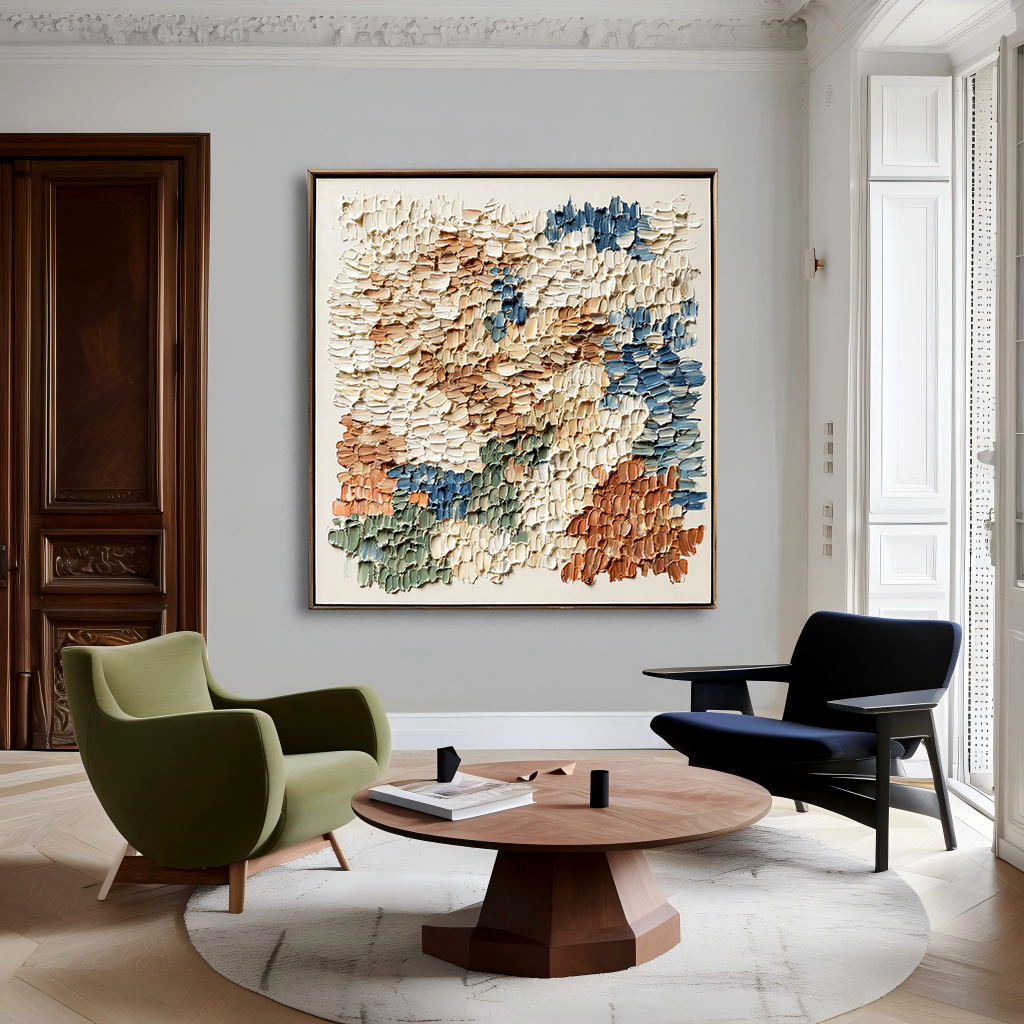 Layered Order – Hand-Painted Textured Abstract Oil Painting#AB14205