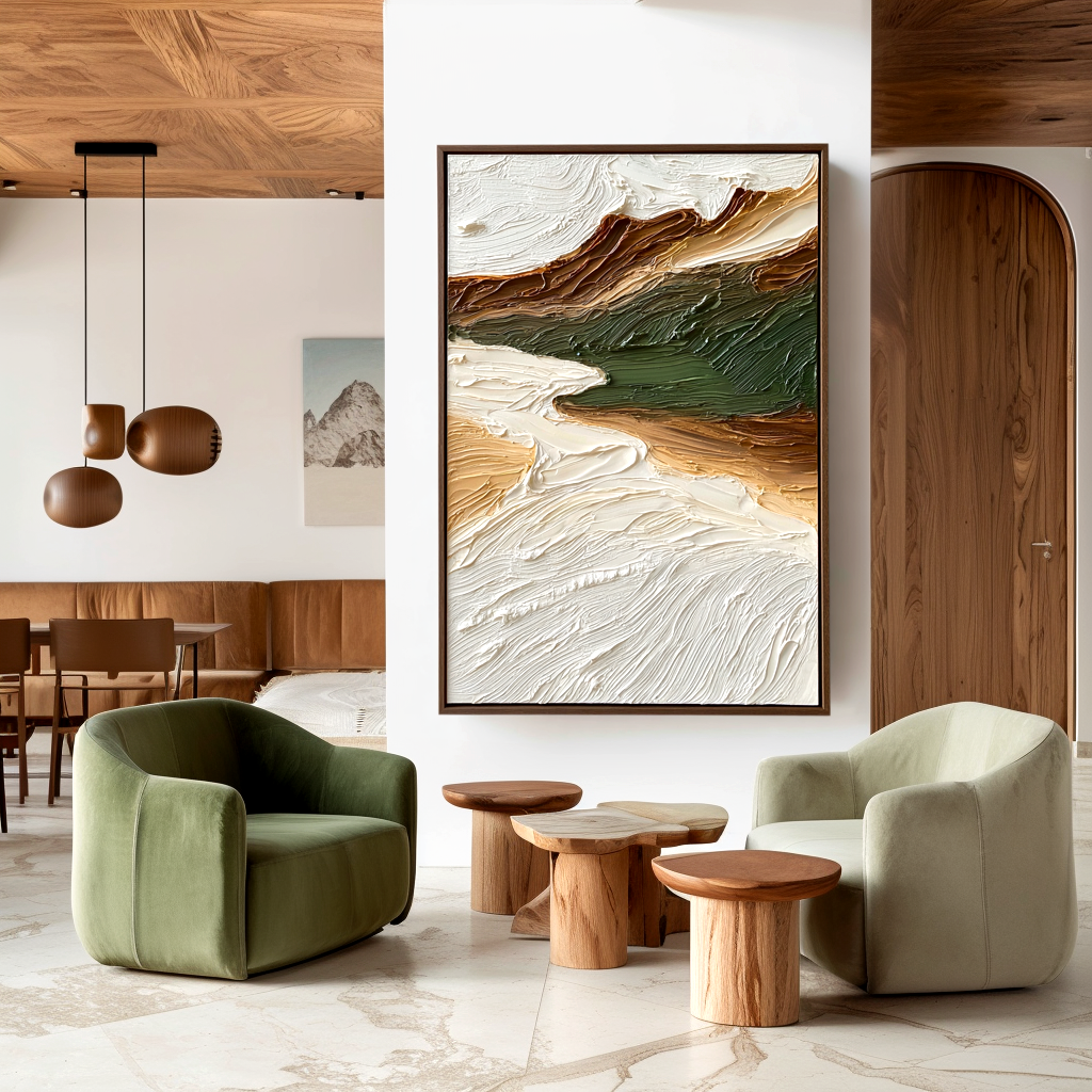 Quiet Valley - Minimalist Textured Abstract Landscape Canvas#AB14285