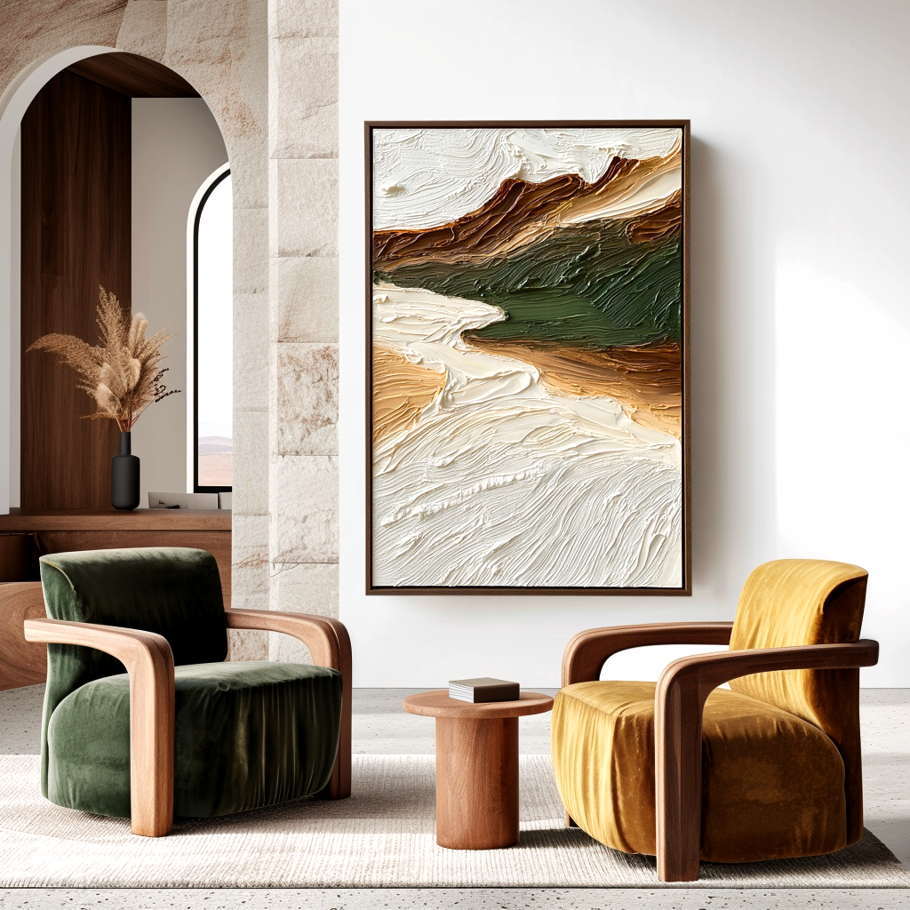 Quiet Valley - Minimalist Textured Abstract Landscape Canvas#AB14285