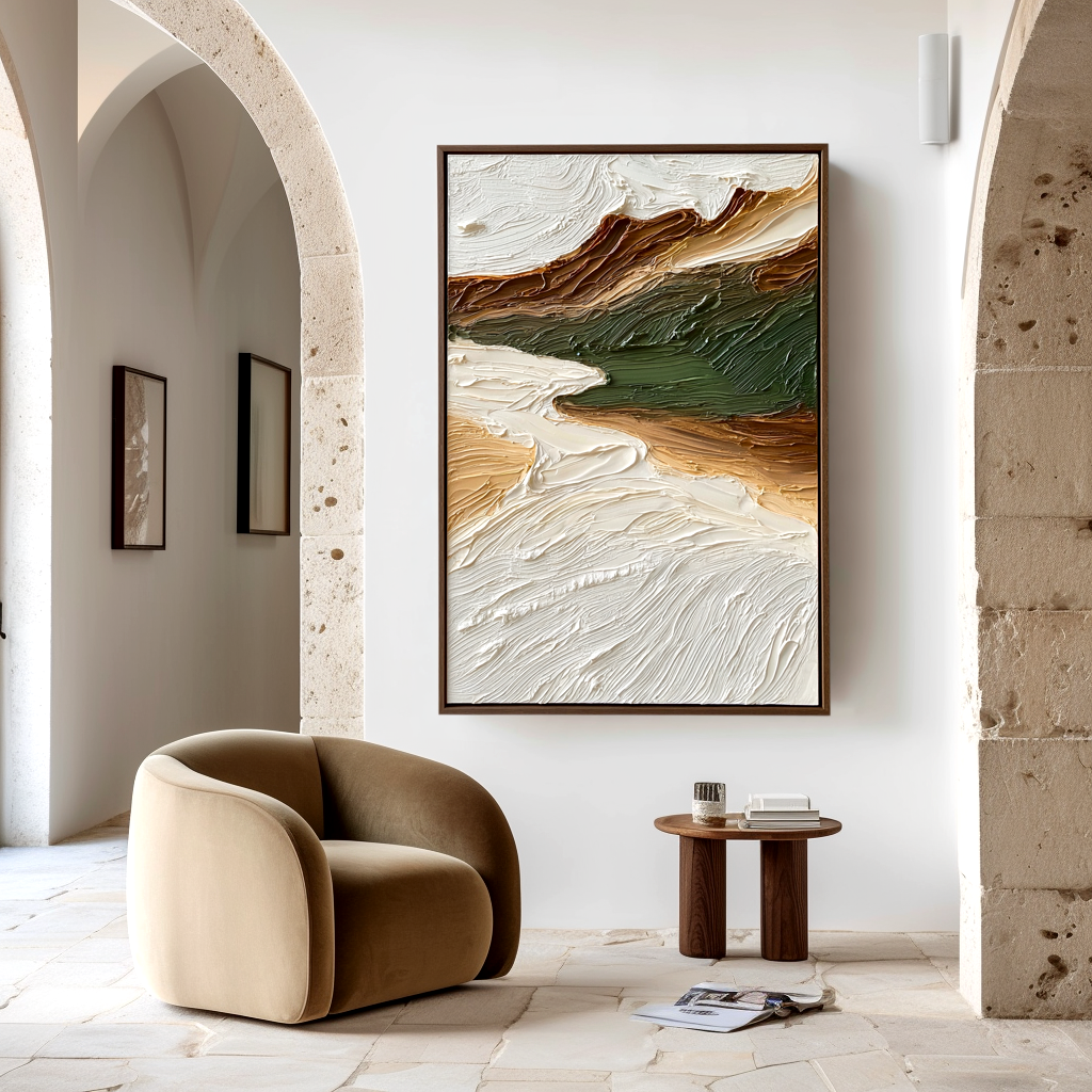 Quiet Valley - Minimalist Textured Abstract Landscape Canvas#AB14285