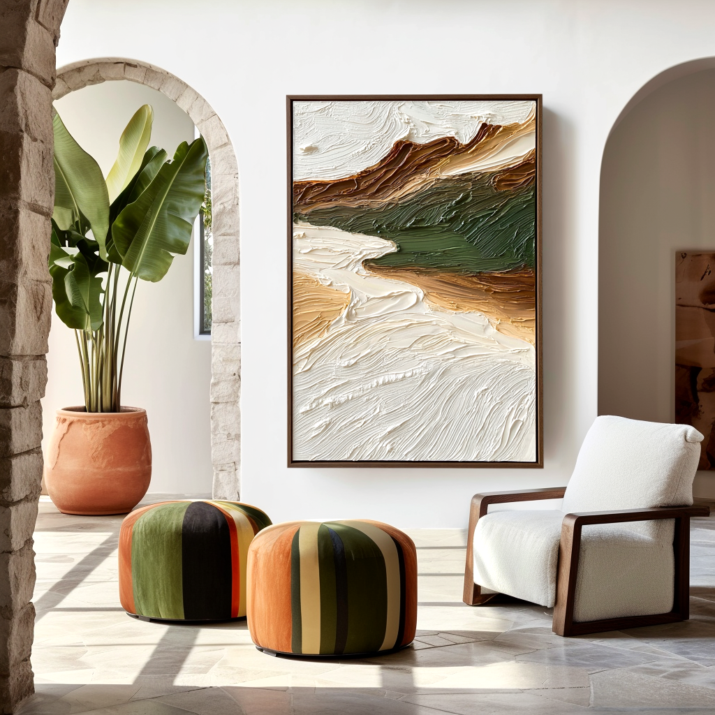 Quiet Valley - Minimalist Textured Abstract Landscape Canvas#AB14285