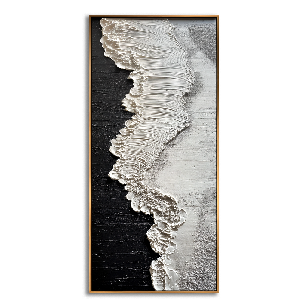 Silent Divide - Vertical Minimalist Textured Abstract Canvas#AB14286
