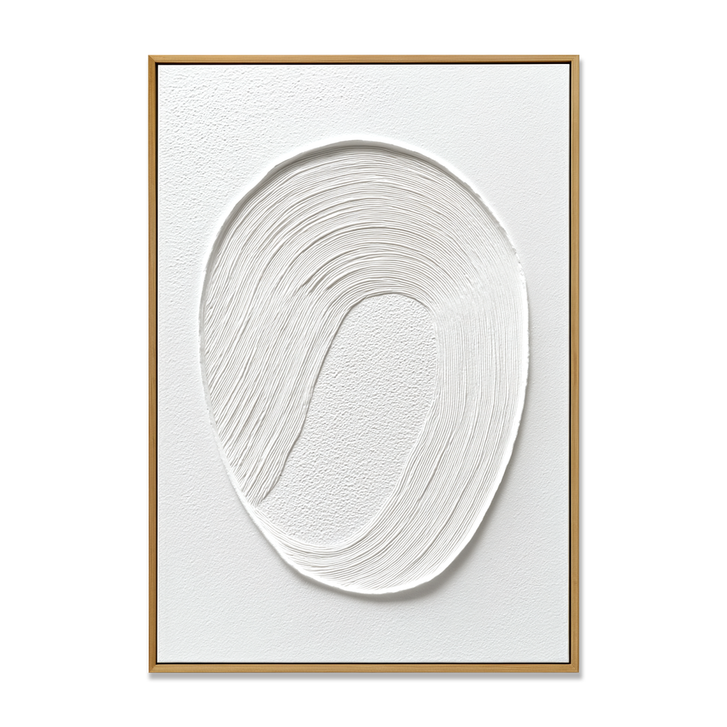 Inner Loop - Minimalist White Textured Abstract Canvas#AB14287