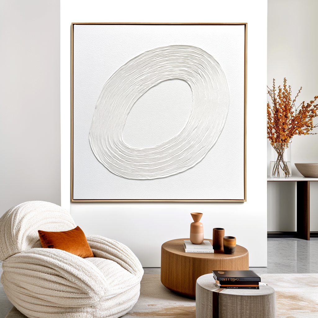 Silent Loop – Hand-Painted Minimal Textured Abstract Wall Art#AB14188