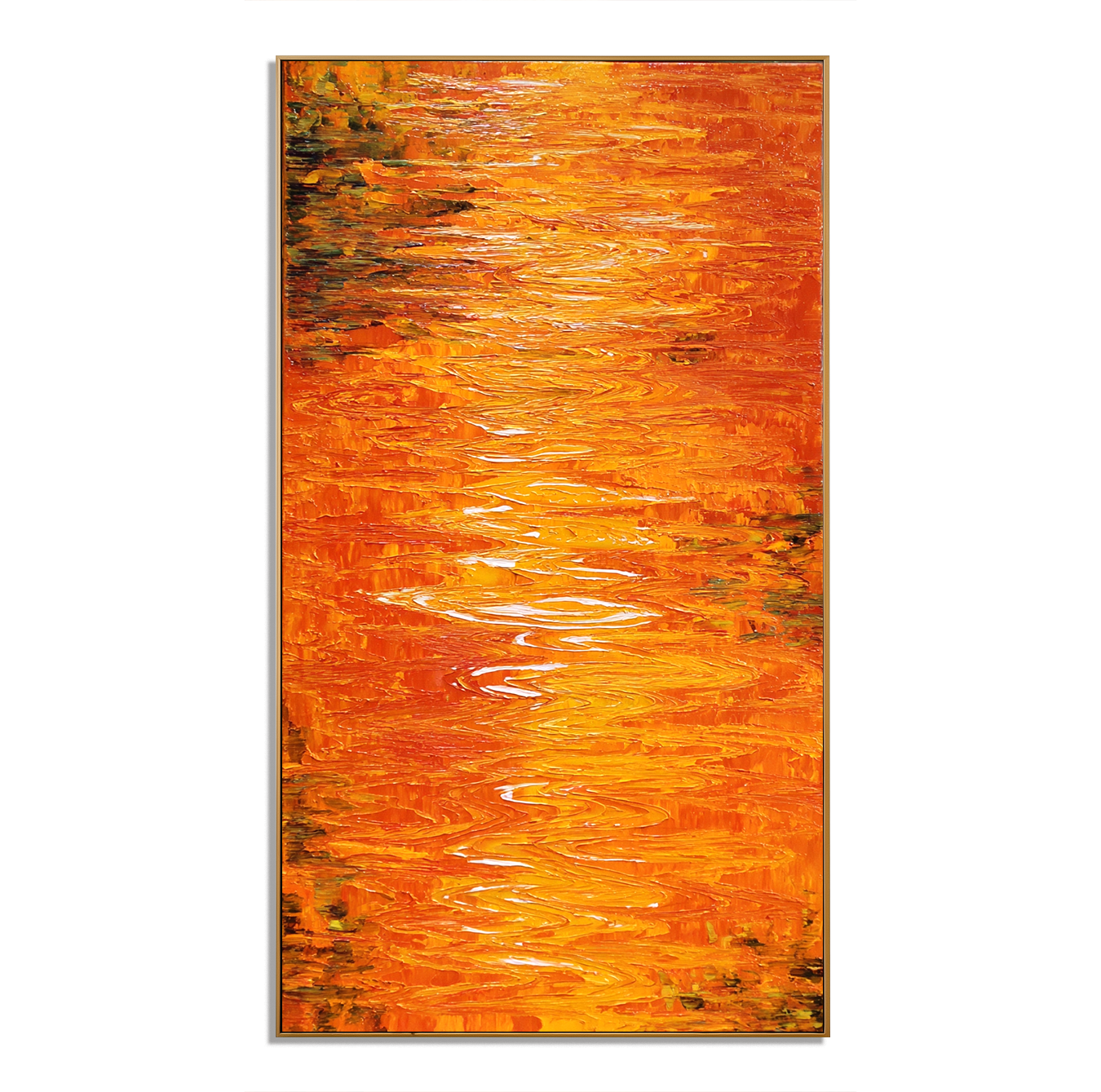 Amber Current - Modern Interior Decoration Featuring Orange Ripple Texture Wall Art#AB14288