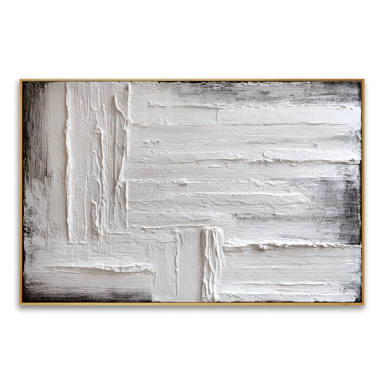 Silent Structure - Minimal White Textured Abstract Canvas#AB14291
